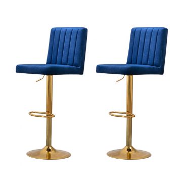 Zumala Navy Velvet Gold Barstools