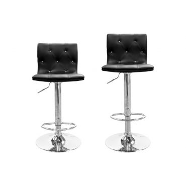 Jaylyn Crystal Tufted Black Leather Set of 2