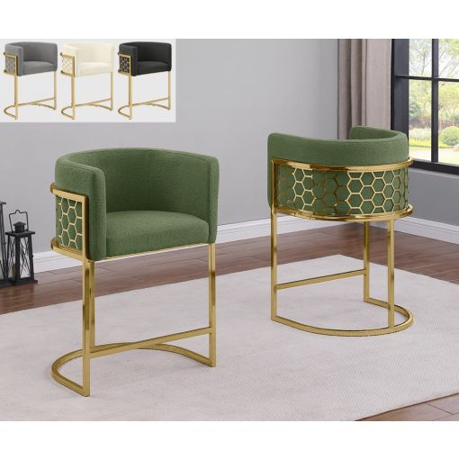 Adan Barrel Shape High Chairs Gold Frame