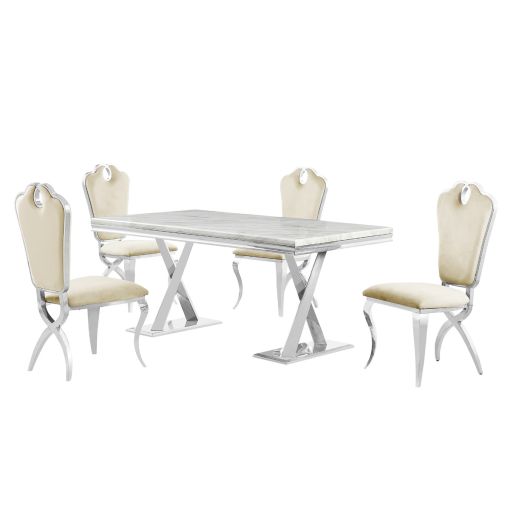 Alisha Modern Faux Marble Dining Table Set