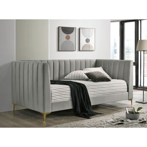 Angelia Grey Daybed With Gold Legs