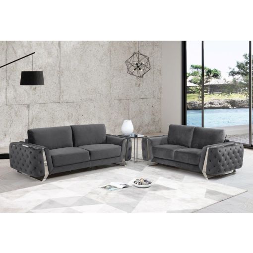 Ariana Modern Design Sofa Grey Velvet