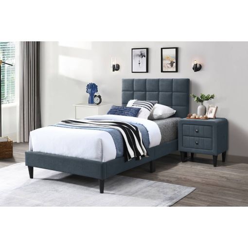 Aris Charcoal Linen Platform Bed