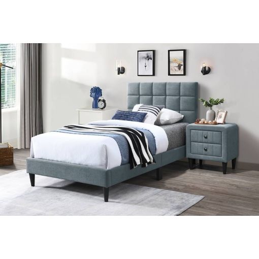 Aris Grey Linen Platform Bed