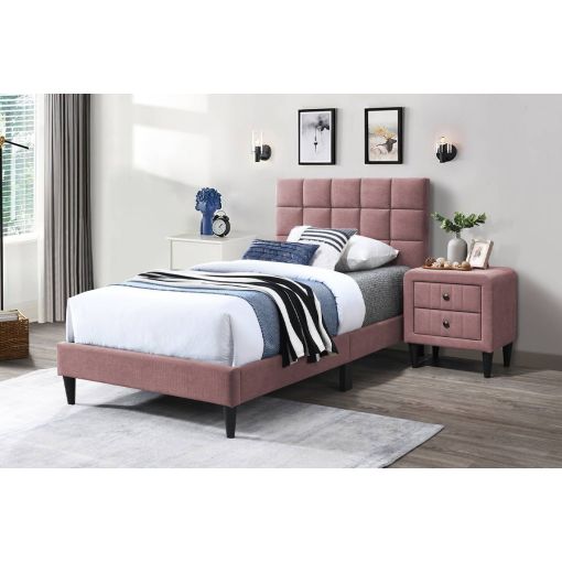 Aris Pink Linen Platform Bed
