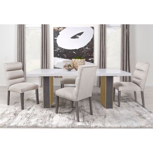 Armada Cultured Carrara Marble Dining Table Set