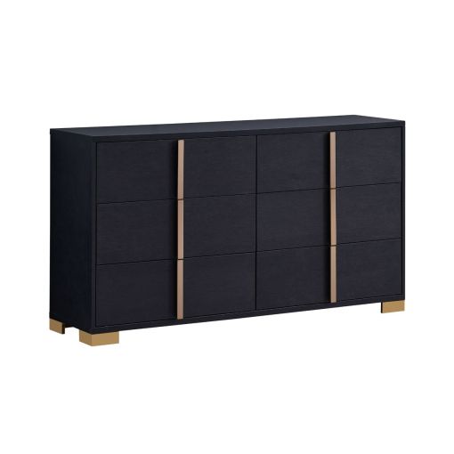 Astrid Black Dresser With Gold Accents