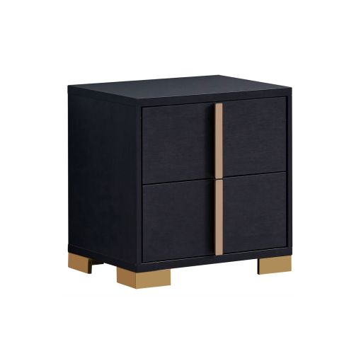 Astrid Black Night Stand With Gold Accents
