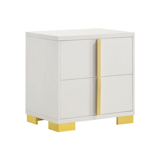 Astrid White Night Stand With Gold Accents