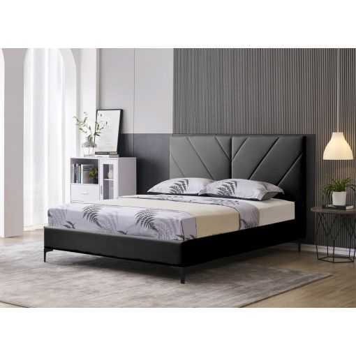 Beckley Black Leather Platform Bed