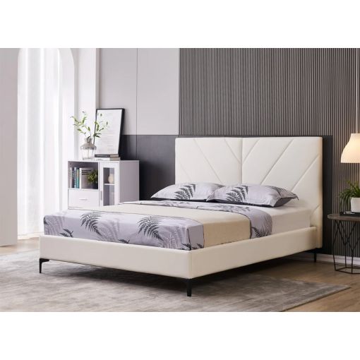 Beckley White Leather Platform Bed