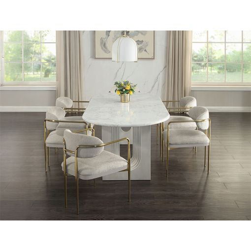 Bergman Oval Marble Top Dining Table Set