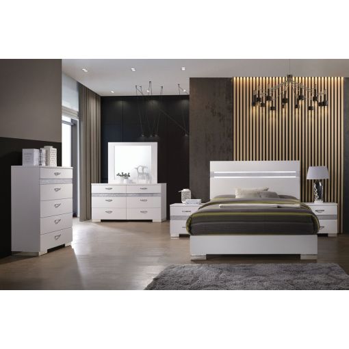 Bianca White Lacquer Modern Bed