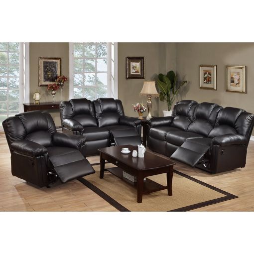 Reed Black Leather Recliner Sofa