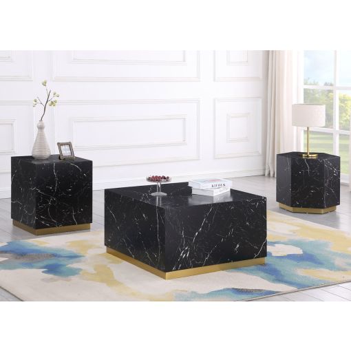 Boston Black Marble Coffee Table Gold Base