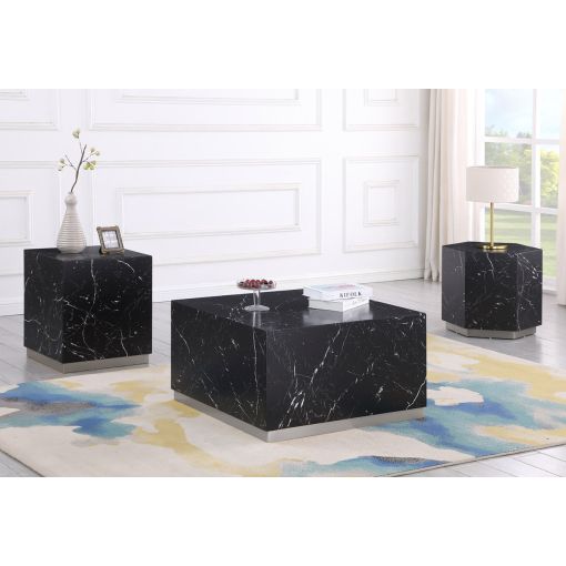 Boston Black Faux Marble Coffee Table