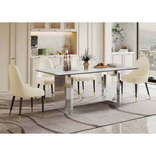 Brayden Modern Faux Marble Dining Table Set