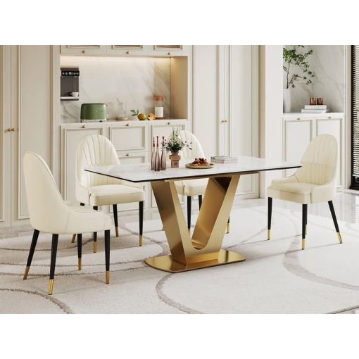 Britney Marble Top Dining Table Gold Base