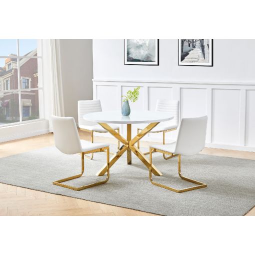 Bruce Gold Round Dining Table Set