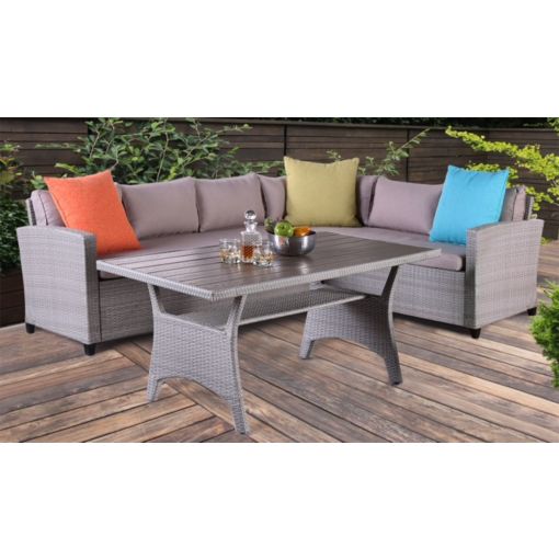 Burbank Grey Patio Dining Table With Sectional Set