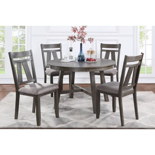 Capella Brown Finish 5-Piece Round Table Set