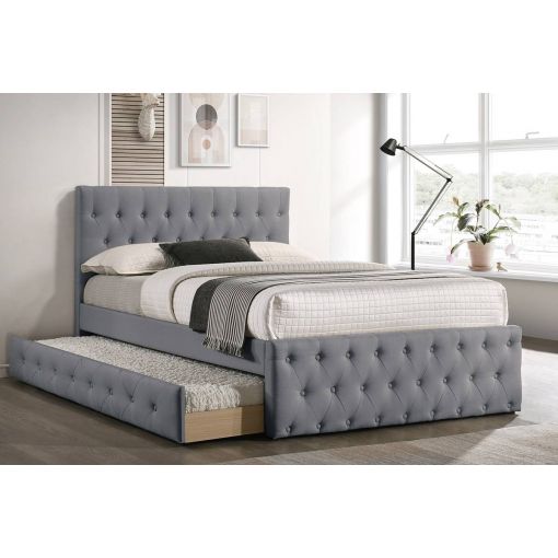 Caylee Grey Linen Bed With Trundle