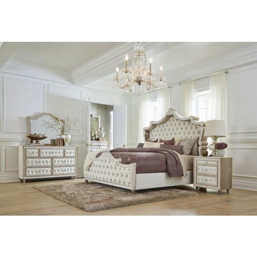 Celeste French Style Bedroom Set Crystal Tufted