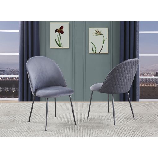 Cicero Grey Velvet Dining Chairs (Set of 2)