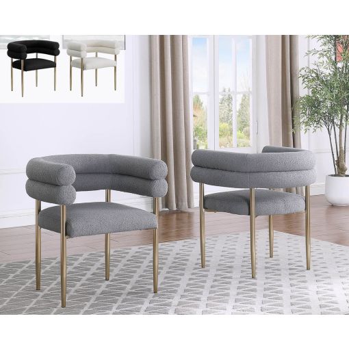 Cilegon Grey Boucle Fabric Dining Chairs