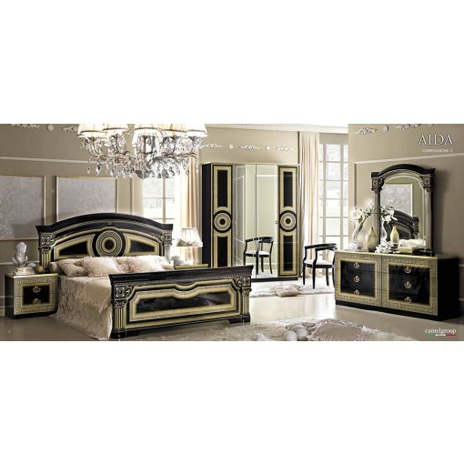 Aida Black Italian Bedroom Set