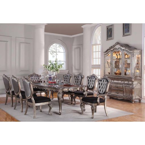 Bencivenni Antique Platinum Formal Dining Table Set
