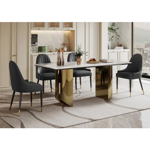 Coleville Rectangular Faux Marble Dining Table Set