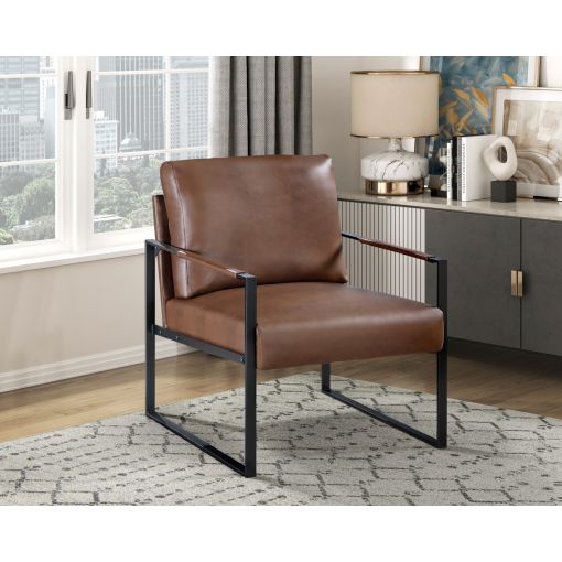 Cora Brown Leather Accent Chair
