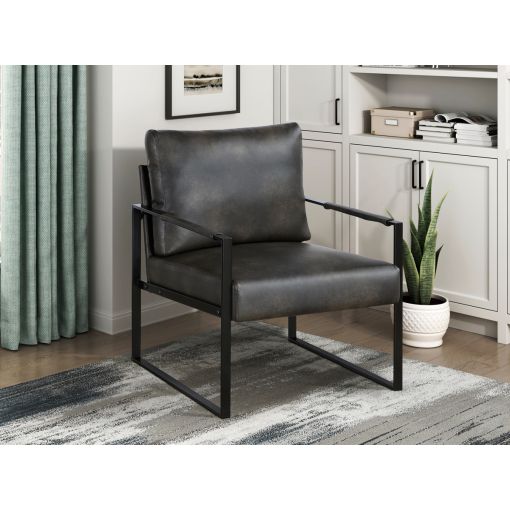Cora Charcoal Leather Accent Chair