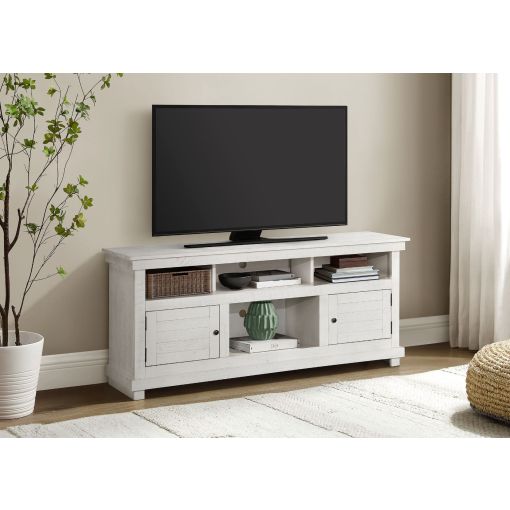 Corry 70-inch TV Stand Distressed White Finish
