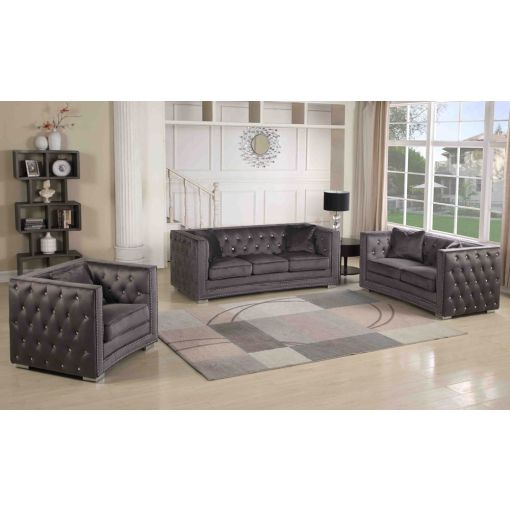 Corvus Grey Velour Chesterfield Sofa