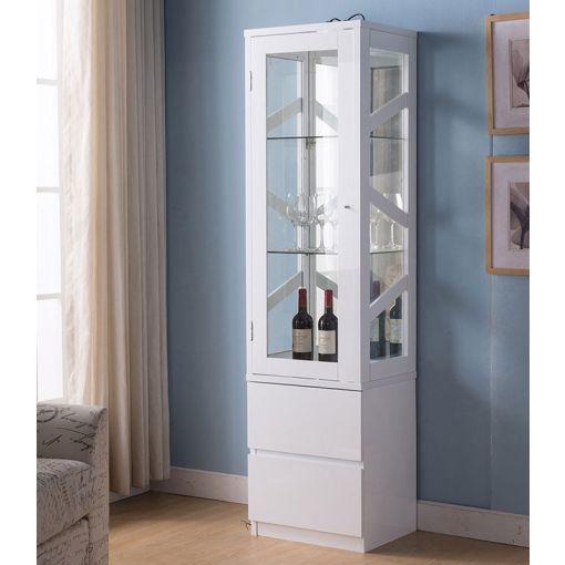 Currier White Finish Curio Cabinet,Currier White Curio Cabinet