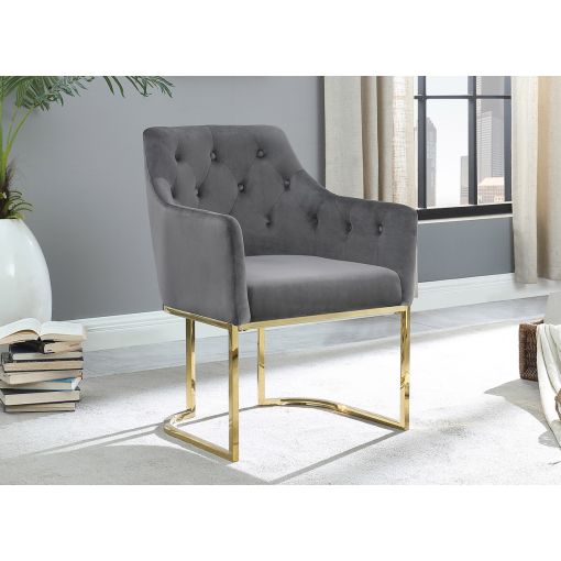 Cymone Grey Velvet Accent Chair Gold