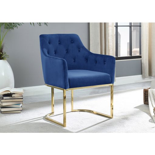 Cymone Navy Velvet Accent Chair Gold