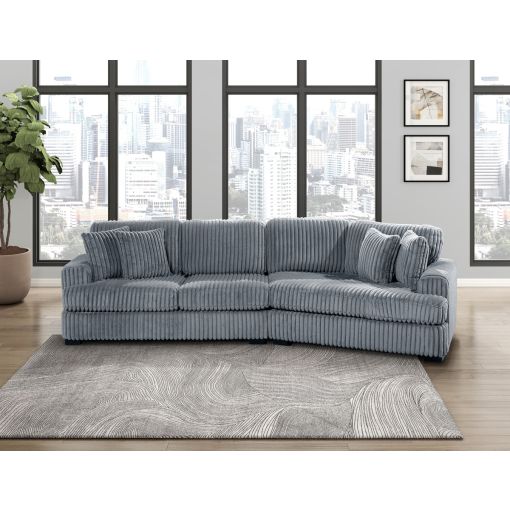 Dean Grey Oversized Sofa With Cuddler