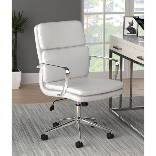 Deco White Leather Office Chair 