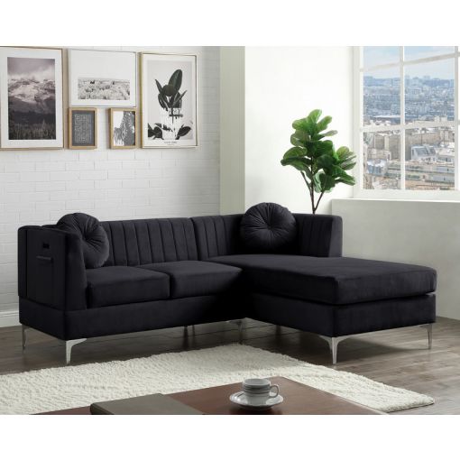 Destino Black Velvet Sectional