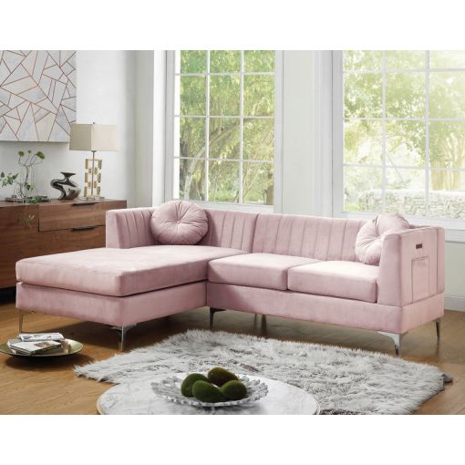 Destino Pink Velvet Modern Sectional
