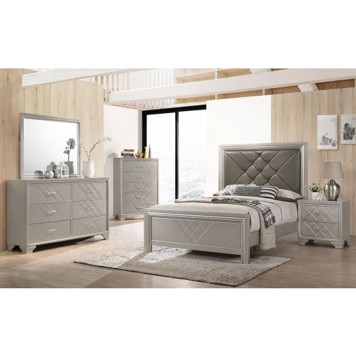 Dijon Silver Finish Modern Bedroom Set