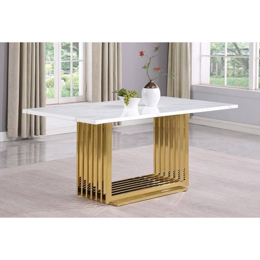Ella Marble Top Dining Table With Gold Base