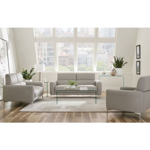 Emery Taupe Leather Modern Sofa Set