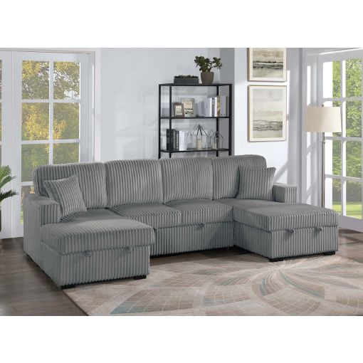 Ernesto Grey Corduroy Sectional Sleeper