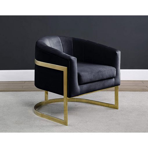 Estevao Black Velvet Accent Chair Gold