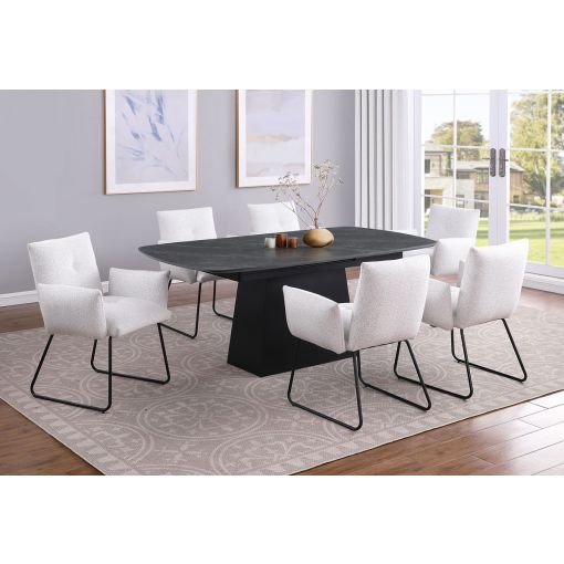 Frankie Faux Marble Dining Table With Extension