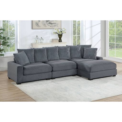 Giza 4-Piece Modular Sectional Grey Corduroy